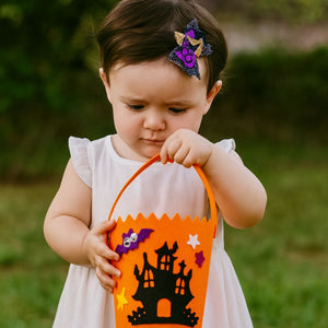 Feather & Fawn Halloween Felt Candy Bucket | Pumpkin or Haunted House Design Halloween