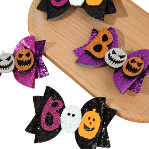 Feather & Fawn Halloween Glitter “BOO” Hair Bow Clip | Random Design Halloween