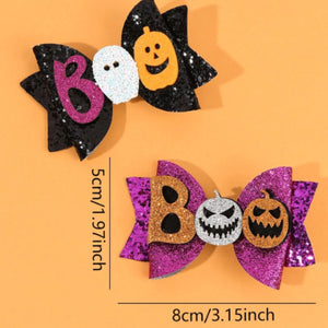 Feather & Fawn Halloween Glitter “BOO” Hair Bow Clip | Random Design Halloween