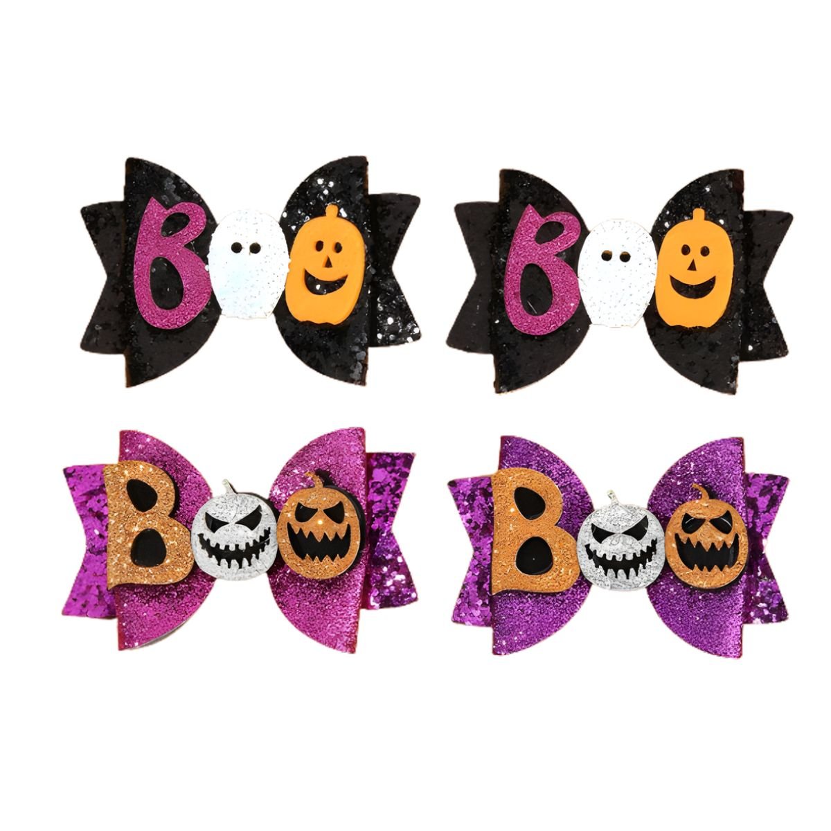 Feather & Fawn Halloween Glitter “BOO” Hair Bow Clip | Random Design Halloween