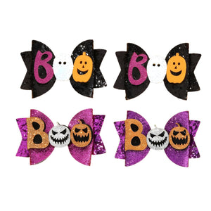 Feather & Fawn Halloween Glitter “BOO” Hair Bow Clip | Random Design Halloween