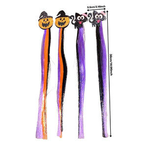 Feather & Fawn Halloween Hair Extensions Clip - On | Pumpkin Witch or Black Cat Design Halloween