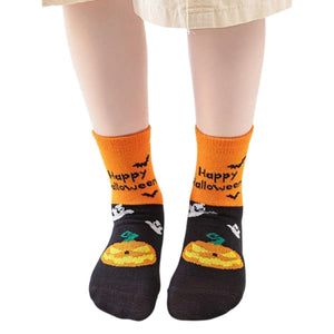 Feather & Fawn Halloween Kids Socks – Pumpkin, Ghost, Cat & Spooky House Designs Halloween