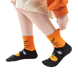 Feather & Fawn Halloween Kids Socks – Pumpkin, Ghost, Cat & Spooky House Designs Halloween
