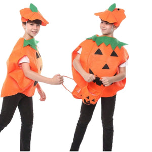 Feather & Fawn Kids Pumpkin Halloween Costume Set | 3 - Piece Outfit with Hat, Cloak & Pumpkin Bag (Fits Ages 3–10 Years) Halloween