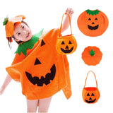 Feather & Fawn Kids Pumpkin Halloween Costume Set | 3 - Piece Outfit with Hat, Cloak & Pumpkin Bag (Fits Ages 3–10 Years) Halloween