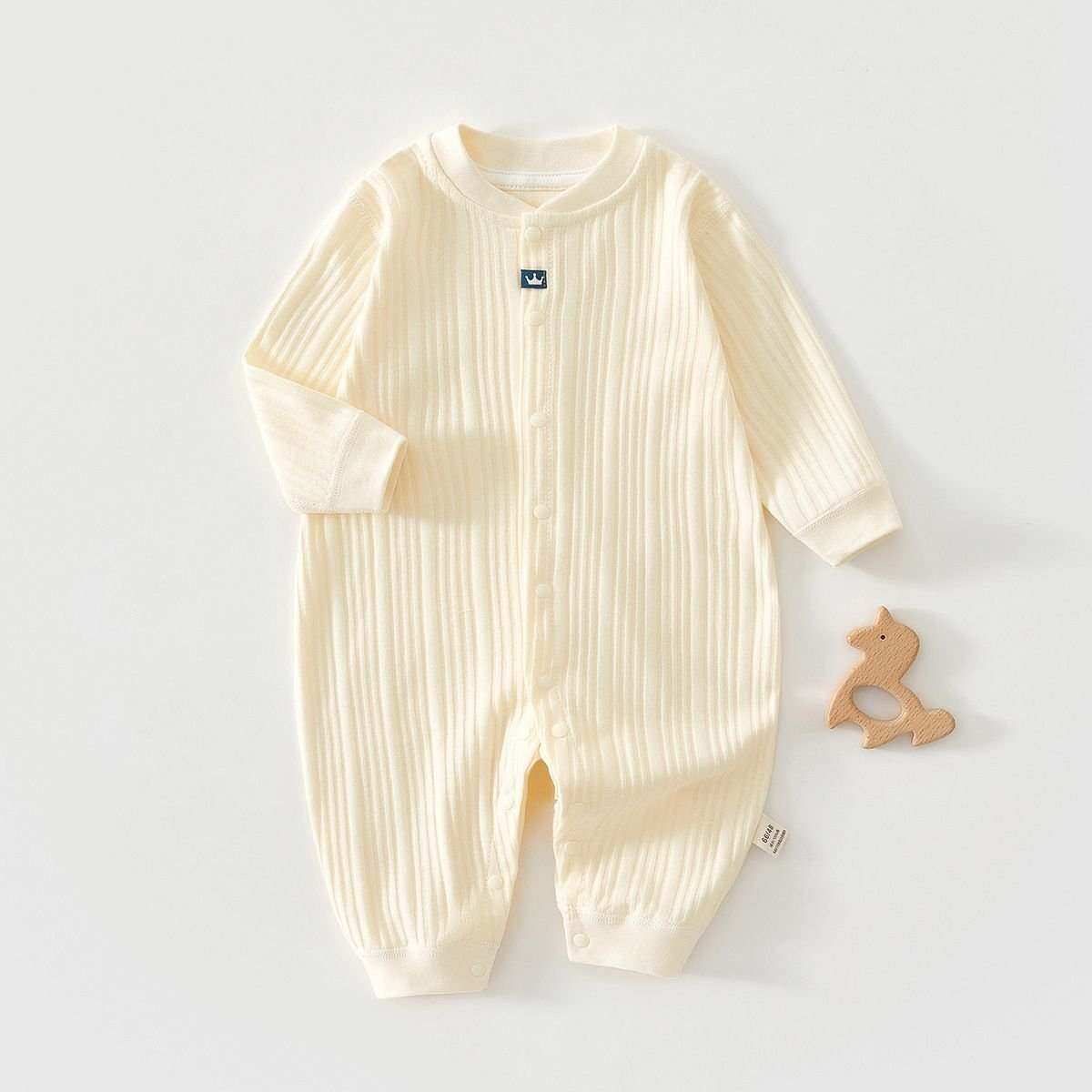 Feather and Fawn all-season mid-weight cotton baby romper with full front snaps