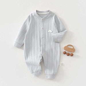 Feather and Fawn mid-weight cotton baby romper with full front snaps