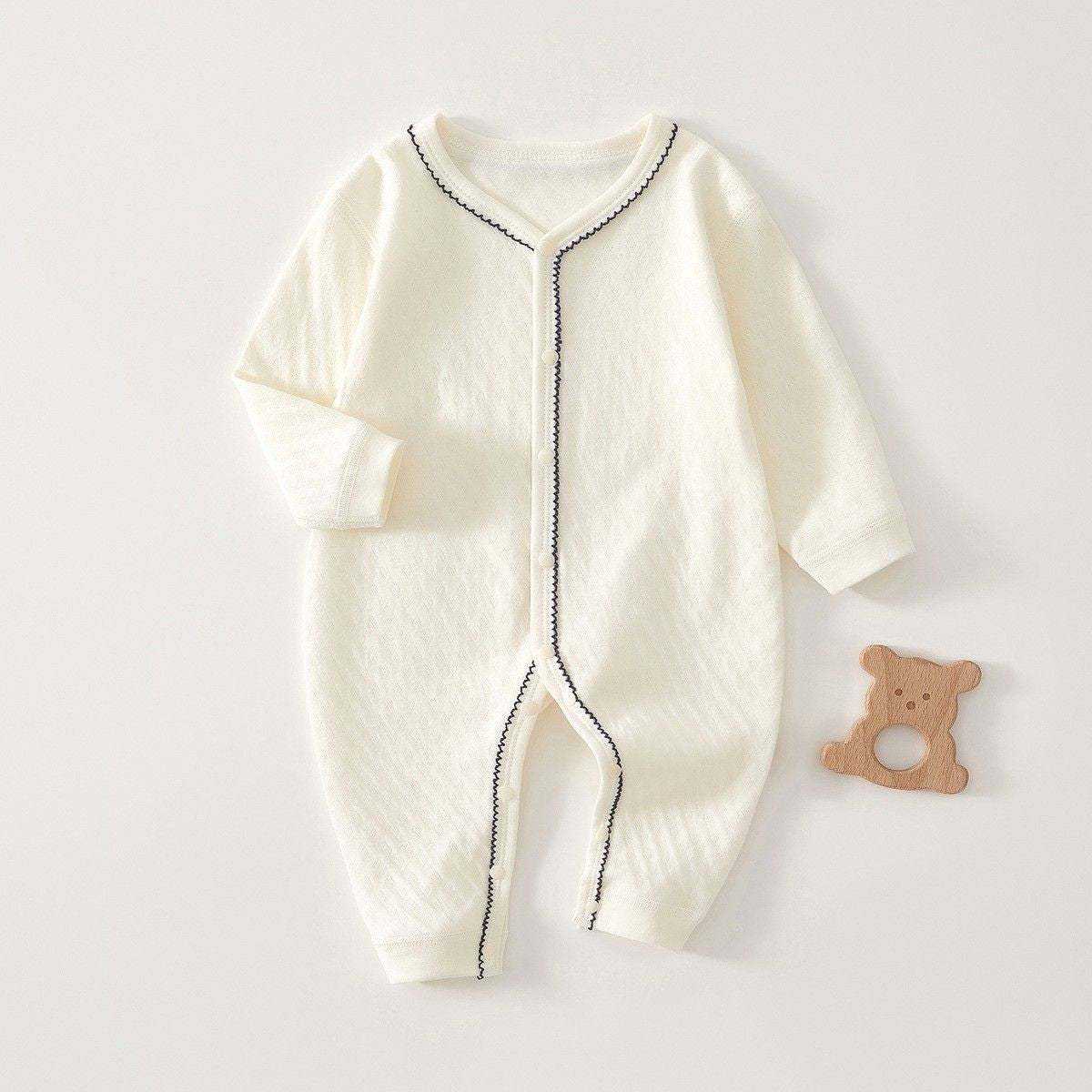 Feather & Fawn mid-weight cotton baby romper with full front snaps
