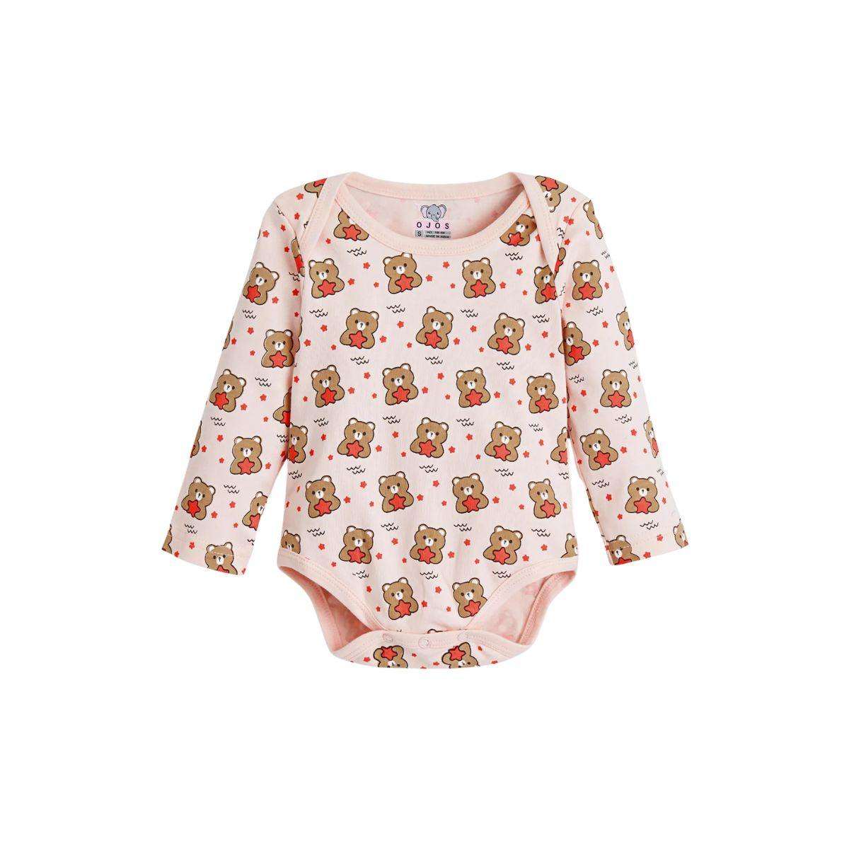 Feather & Fawn OJOS long sleeve cotton baby bodysuit with lap shoulder and crotch snaps