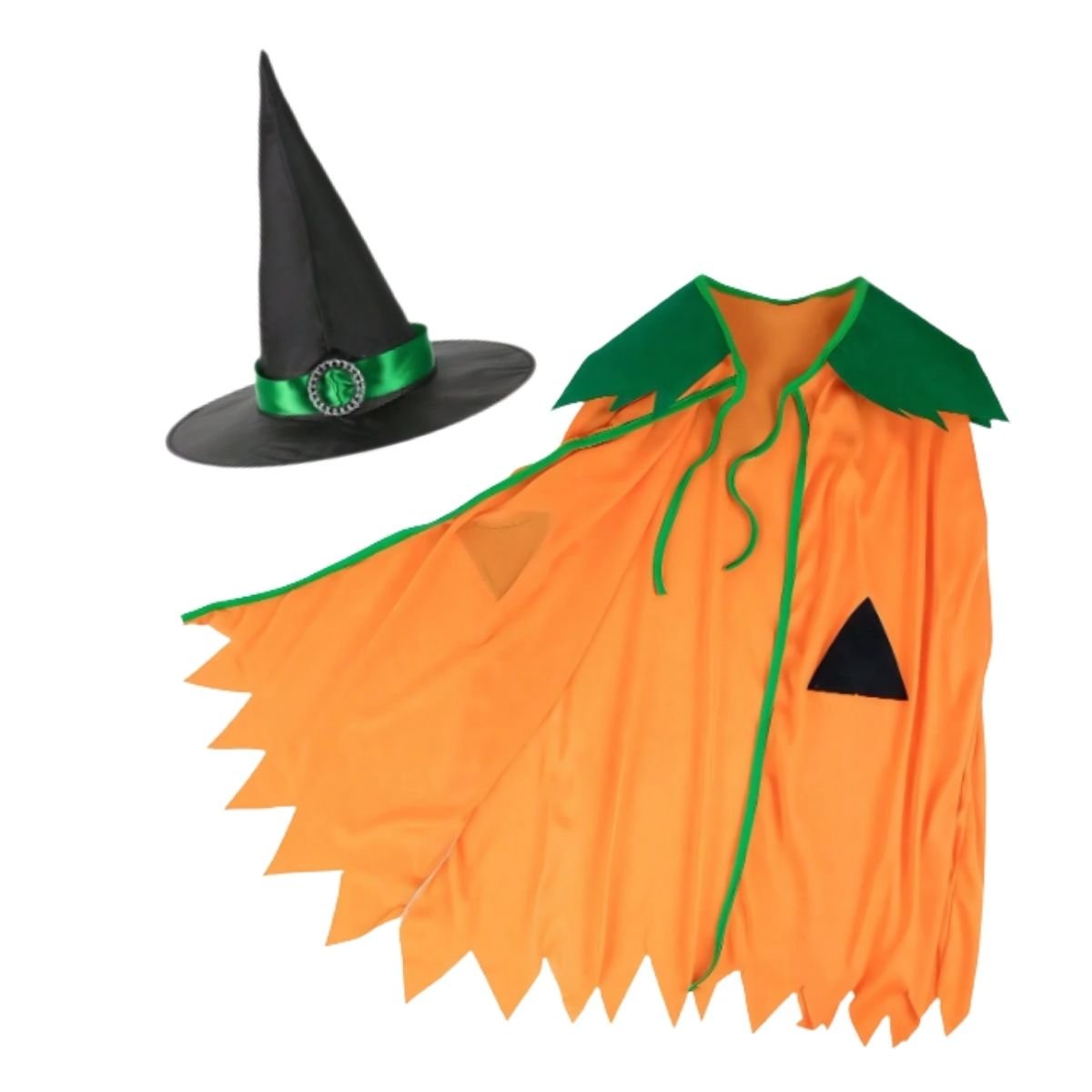 Feather & Fawn Pumpkin Cloak with Witch Hat | Kids Halloween Costume Cape Set Halloween