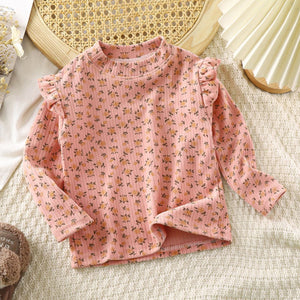Feather & Fawn Ribbed Thick Ruffle Long - Sleeve Top Baby Clothes