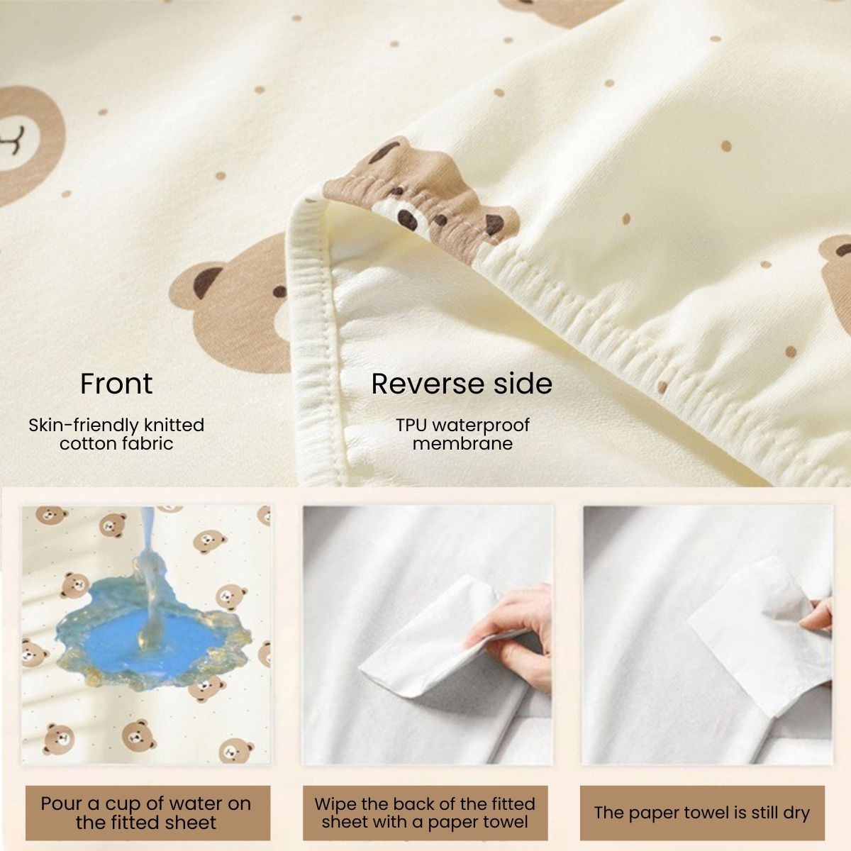 Feather & Fawn Snug & Safe Cotton Waterproof Fitted Sheets For Cots & Bassinets Fitted Sheet