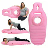 MaterniCare DreamBelly inflatable pregnancy pillow with 25cm belly opening in coffee color