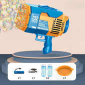 Kidst Bubble Machine Bazooka with 132 holes, rechargeable bubble blaster producing thousands of bubbles, safe non-toxic toy with LED lights for outdoor play