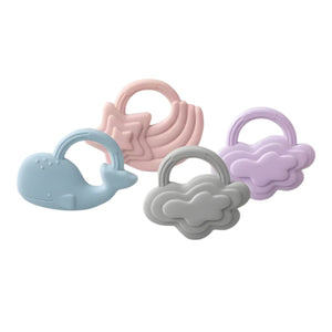 Living Textiles 2 Pack Silicone Teether | Stars & Cloud Pink Teether