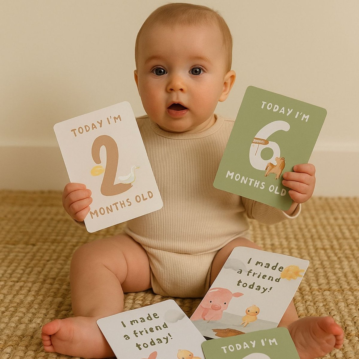 Living Textiles Baby Milestone Cards | Tractor Ride set of 13 Visual Stimulation Cards