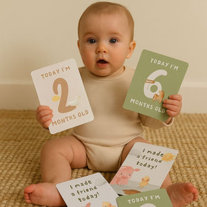 Living Textiles Baby Milestone Cards | Tractor Ride set of 13 Visual Stimulation Cards