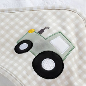 Living Textiles Organic Hooded Towel | Tractor Ride Baby Towel
