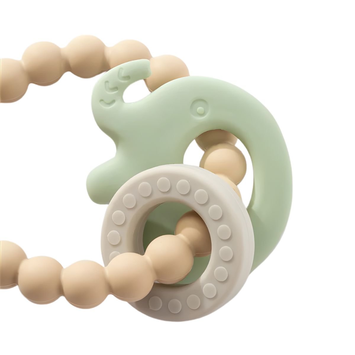 Living Textiles Playground Elephant Teether Ring | Light Sage Teether