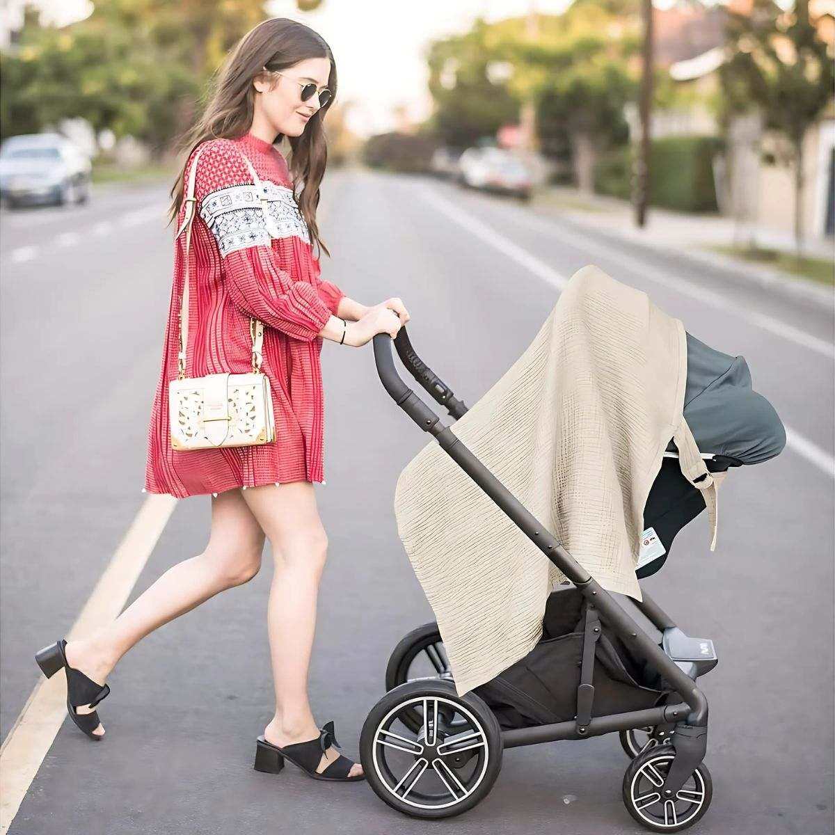 MaterniCare 360° breathable cotton breastfeeding cover with peek-in neckline