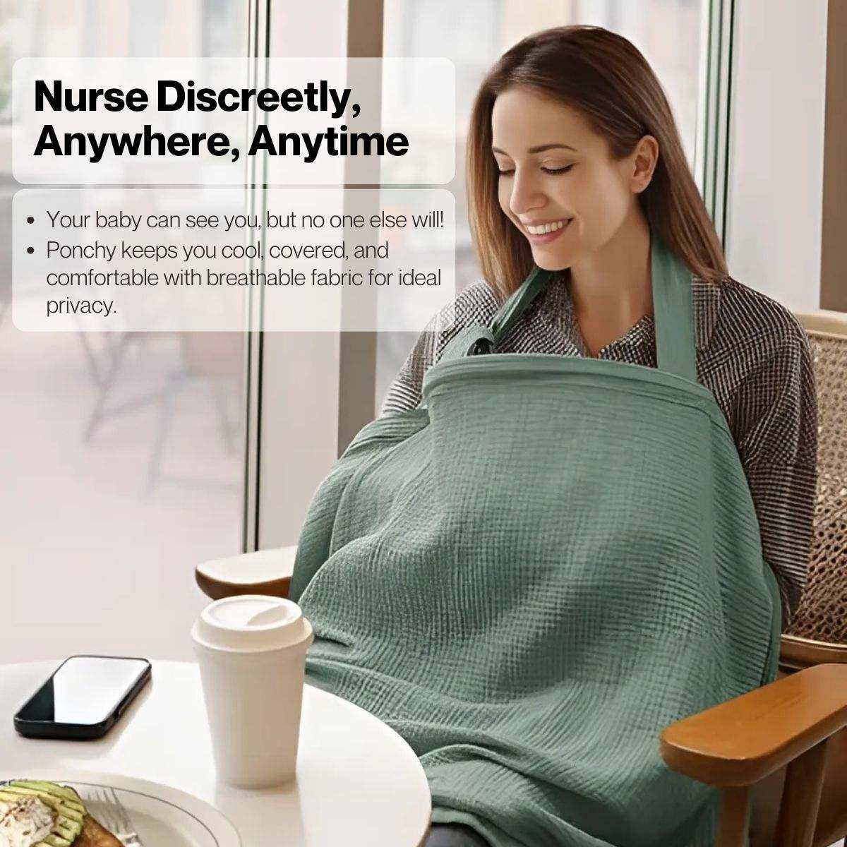MaterniCare 360° breathable cotton breastfeeding cover with peek-in neckline