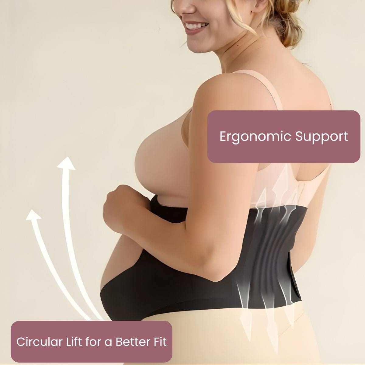 Pregnancy belly band with foam-backed contoured support and adjustable waistband