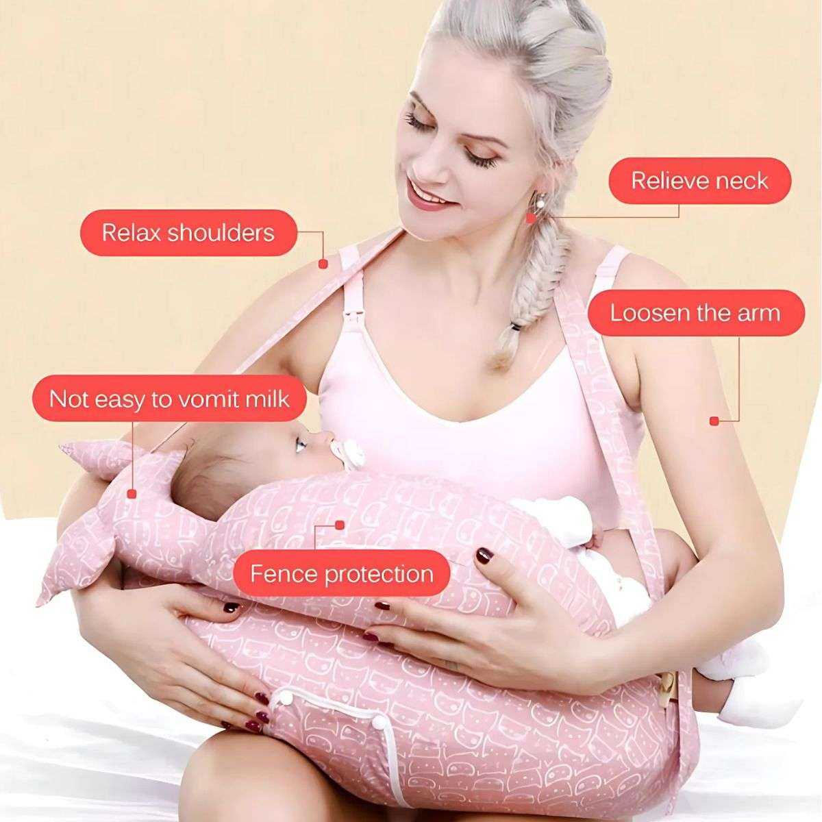 MaterniCare Embrace breastfeeding pillow with shoulder strap and waist belt