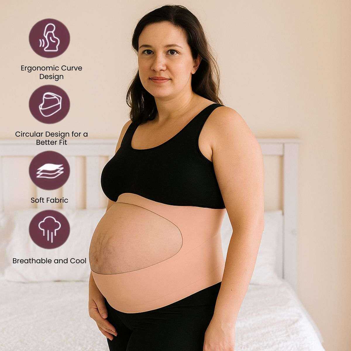 MaterniCare ComfortWrap 2-in-1 pregnancy belly band with foam-backed contoured support