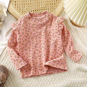 Feather & Fawn toddler long sleeve ribbed top with ruffles