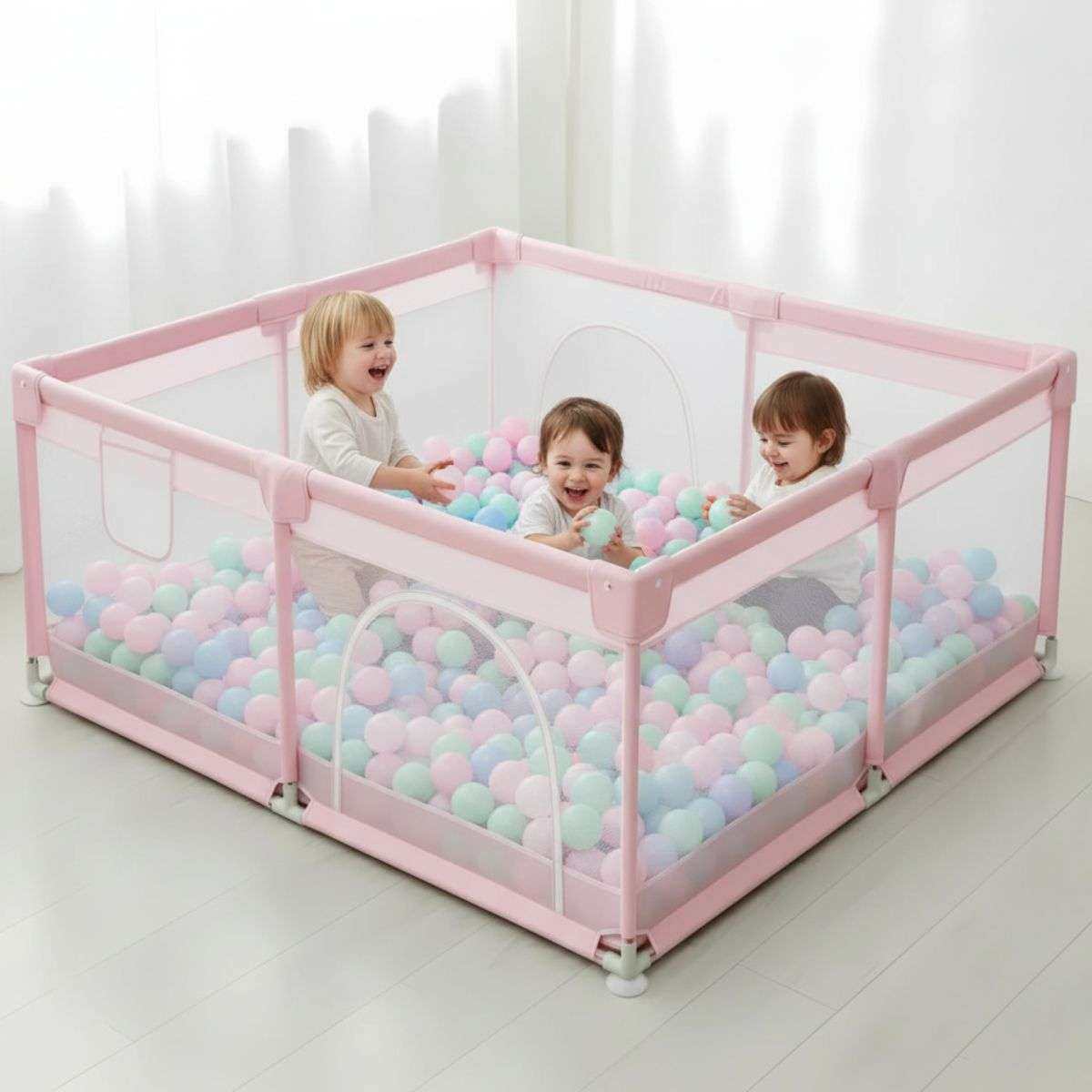 Toddly Explorer Max large baby playpen with mesh walls and zip door