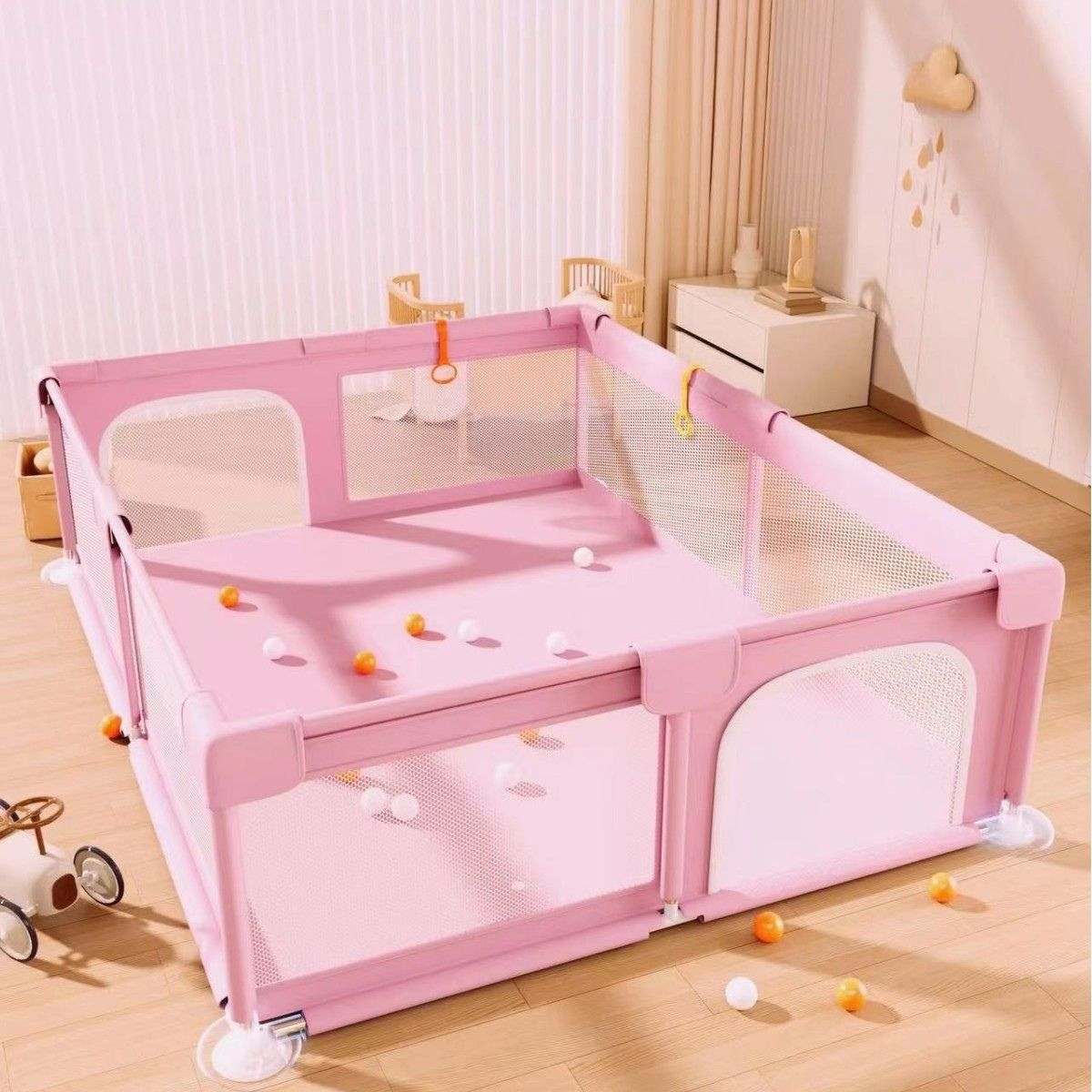 Toddly Explorer Max large baby playpen with mesh walls and zip door