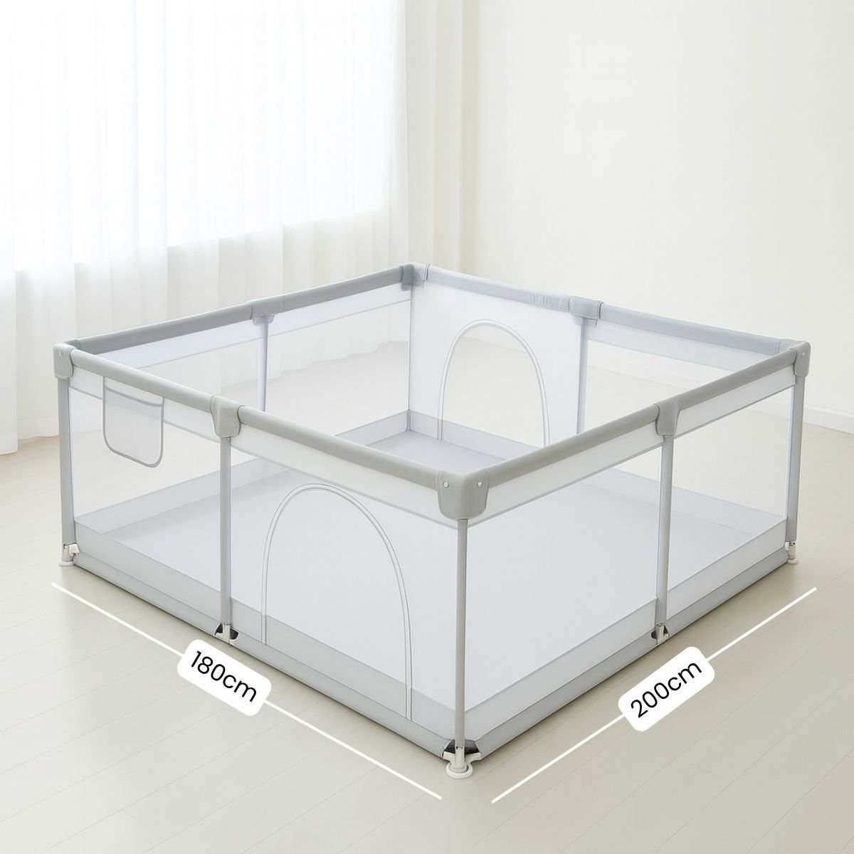 Toddly Explorer Max baby playpen with mesh walls and zip door