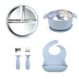 Toddly Mealmate Stainless Steel Feeding Set With Silicone Suction Cover for Baby - Led Weaning Baby Feeding Set