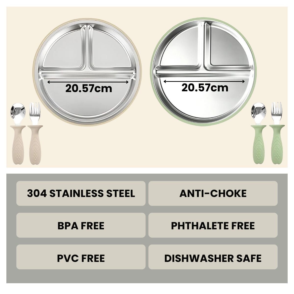 Toddly Mealmate Stainless Steel Feeding Set With Silicone Suction Cover for Baby - Led Weaning Baby Feeding Set