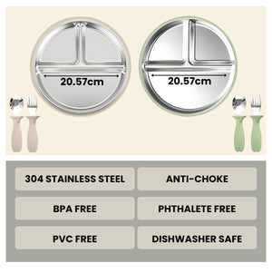 Toddly Mealmate Stainless Steel Feeding Set With Silicone Suction Cover for Baby - Led Weaning Baby Feeding Set