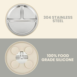 Toddly Mealmate Stainless Steel Feeding Set With Silicone Suction Cover for Baby - Led Weaning Baby Feeding Set
