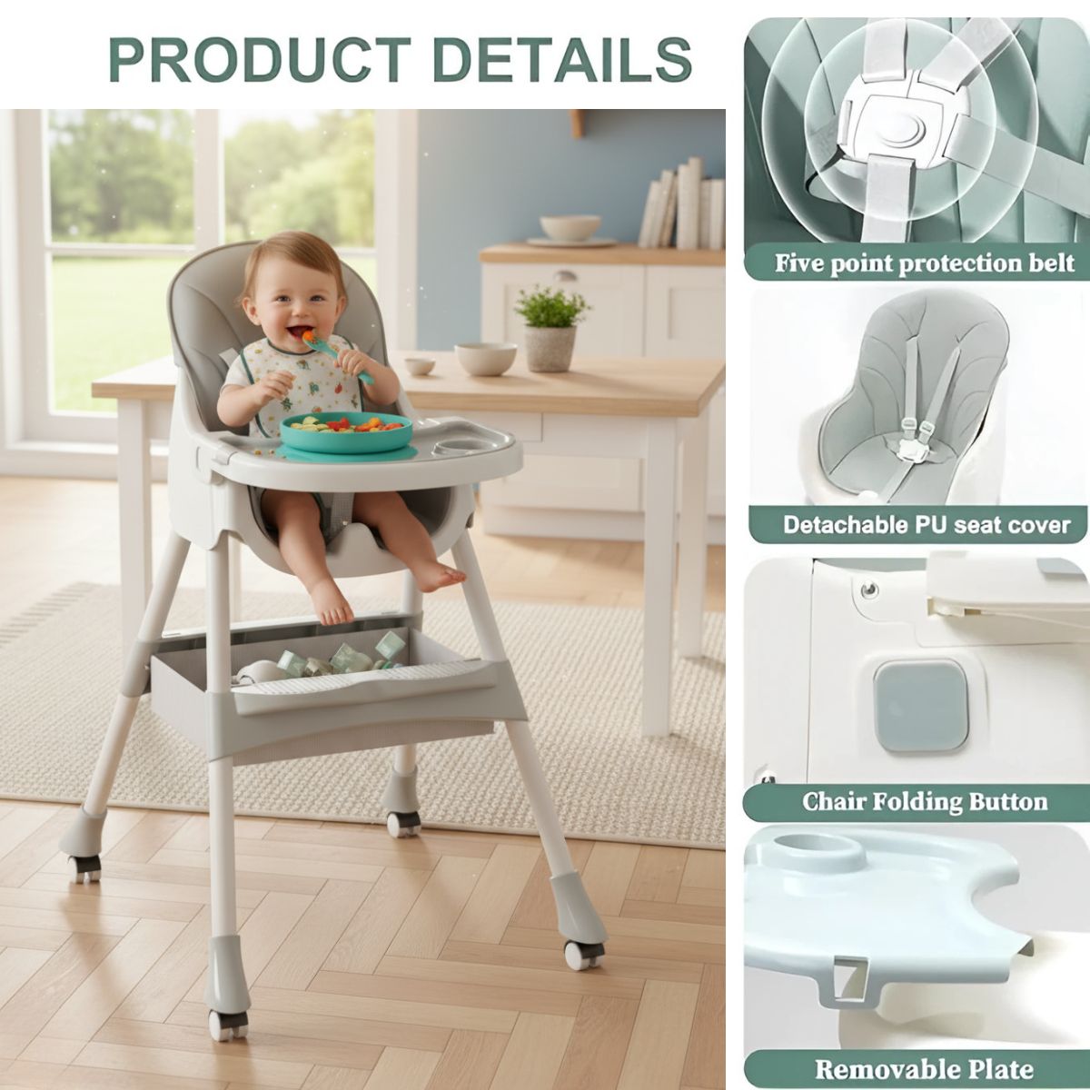 ToddlyToddly FlexiGrow 4 - in - 1 Baby High Chair Upgraded with Enhanced SafetyHigh Chair - Babies Mart Australia