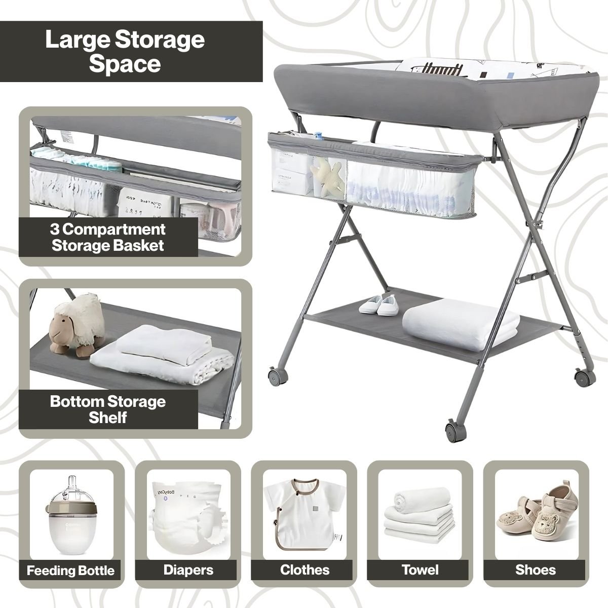Toddly FlexiStation Baby Changing Table Adjustable & Foldable for Maximum Comfort Baby Changing Table