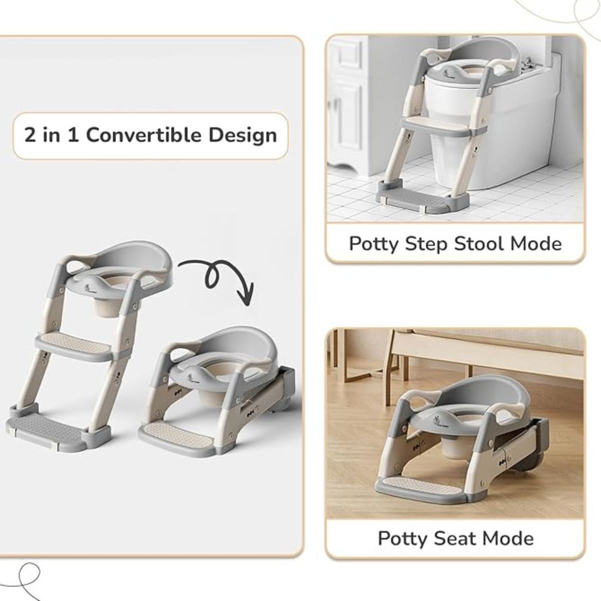 ToddlyToddly GrowStep 2 - in - 1 Potty Training Seat & Stool | Safe, Adjustable, & Foldable Toddler Toilet TrainerBaby Stool & Toilet Seat - Babies Mart Australia