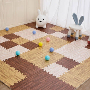 BabiesMart Wood Grain Play Mat Exercise Gym Mat EVA Foam Puzzle MAT - Babies Mart Australia