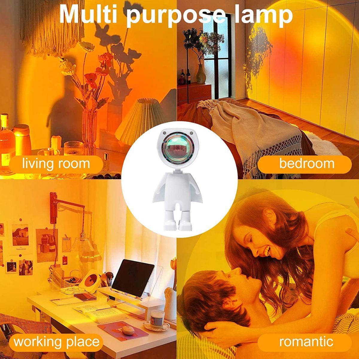Glowly Astronaut Robot Sunset Lamp Projector Sunset Lights Night Light - Babies Mart Australia