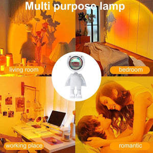 Glowly Astronaut Robot Sunset Lamp Projector Sunset Lights Night Light - Babies Mart Australia