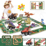 Kidst 3D Dinosaur Puzzle with 3 Toy Cars Educational Playset for Kids - Babies Mart Australia