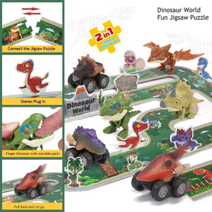 Kidst 3D Dinosaur Puzzle with 3 Toy Cars Educational Playset for Kids - Babies Mart Australia