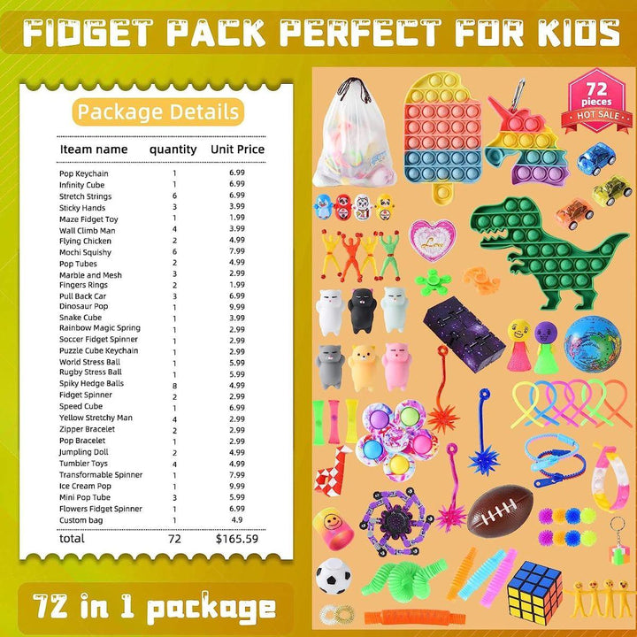 Kidst. 72-Piece Fidget Sensory Toy Set - Stress Relief & Focus for All Ages - Babies Mart Australia