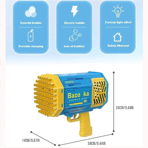 Kidst. Bubble Machine Bazooka Outdoor Bubble Blaster 88 holes Rechargeable - Babies Mart Australia