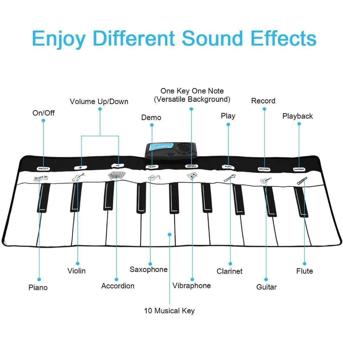 Kidst Piano Play Mat Musical Keyboard Dance Mat Educational Toys Kids - Babies Mart Australia