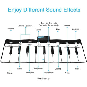 Kidst Piano Play Mat Musical Keyboard Dance Mat Educational Toys Kids - Babies Mart Australia